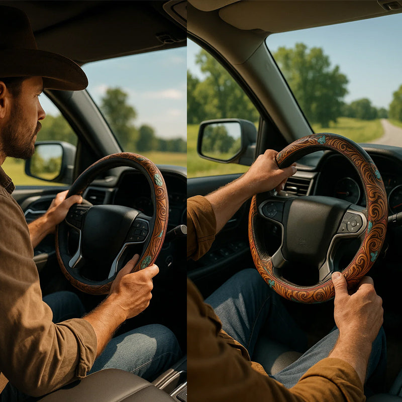 🤠Retro Western Cowboy Car Universal Steering Wheel Cover