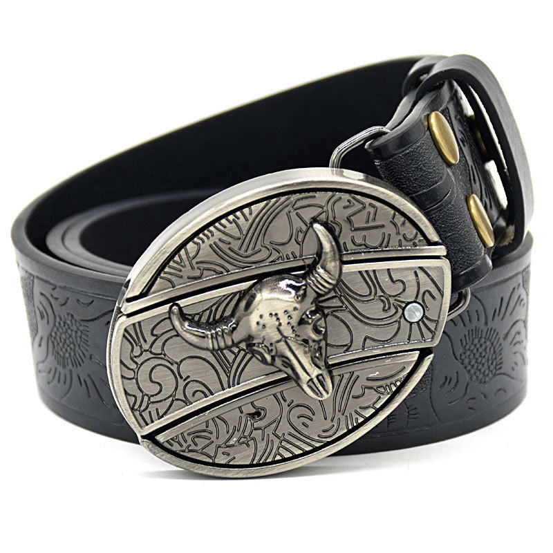 🤠 Embossed Tiger + Knife Buckle Belt ⚔️