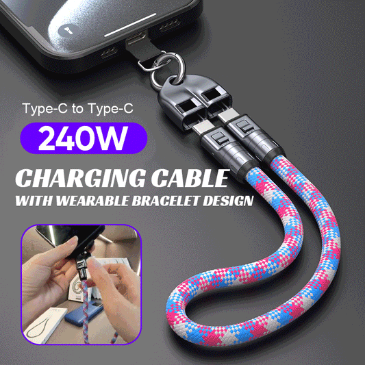 ✨Dual Type-C Fast Charging Data Cable with Wearable Lanyard📱