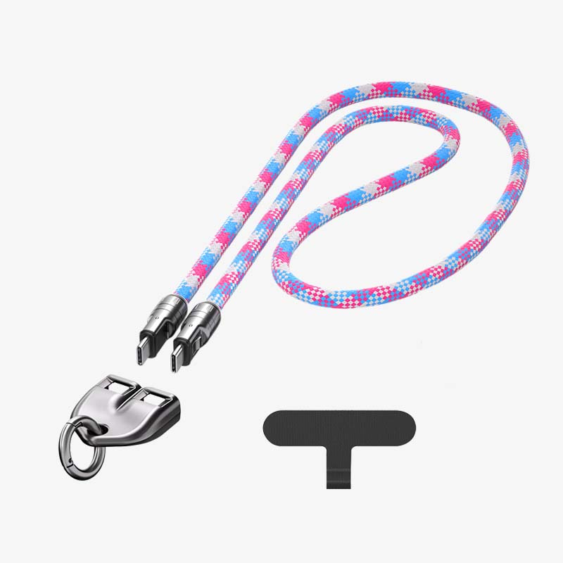 ✨Dual Type-C Fast Charging Data Cable with Wearable Lanyard📱