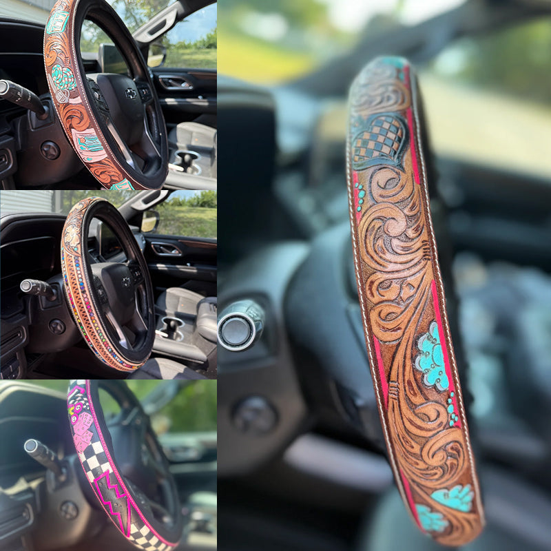 🤠Retro Western Cowboy Car Universal Steering Wheel Cover