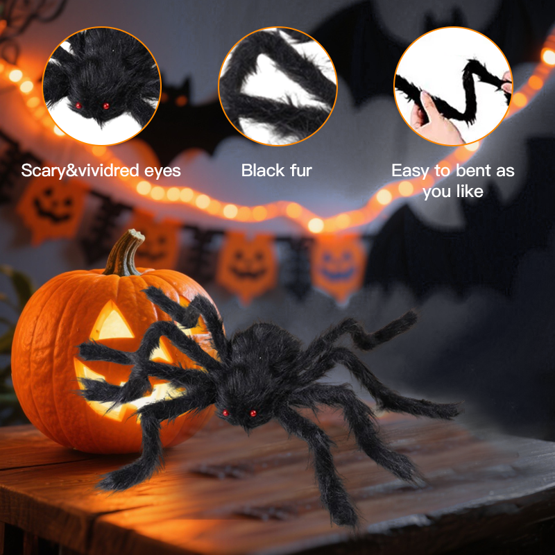 🕷️Halloween Decoration Giant Fluffy Spider Army🖤