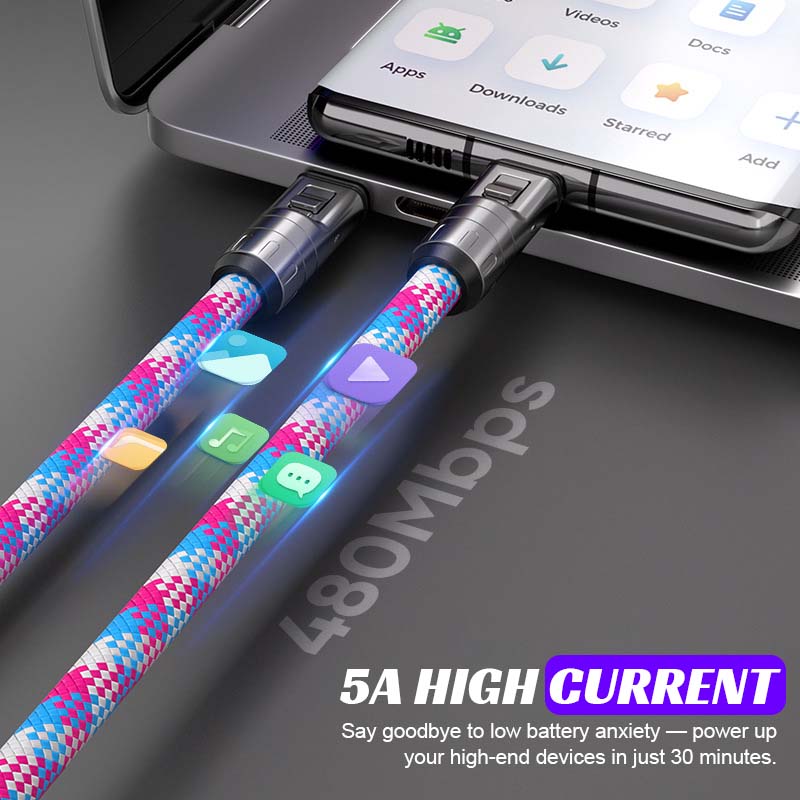 ✨Dual Type-C Fast Charging Data Cable with Wearable Lanyard📱