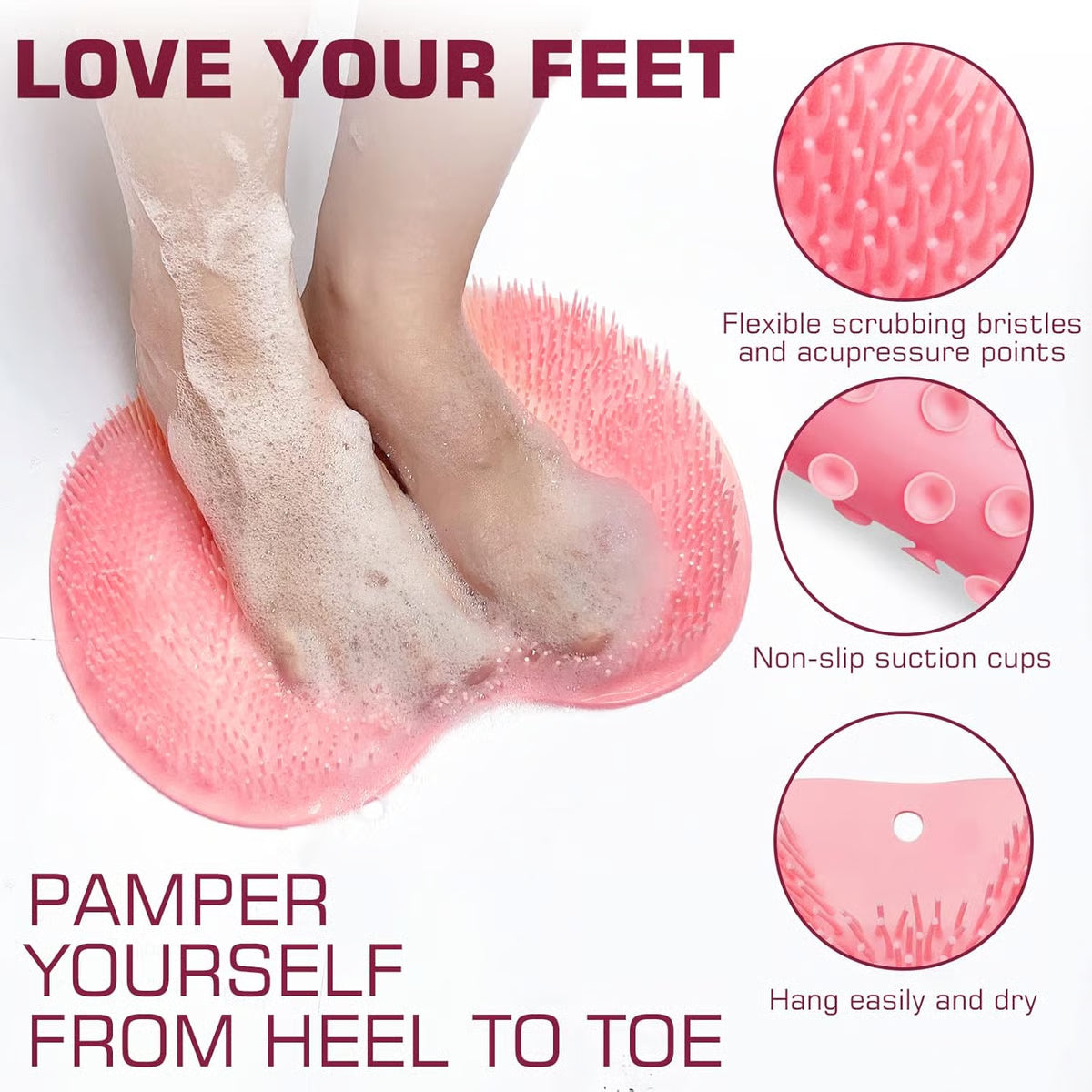 Shower Foot Scrubber Mat with Non-Slip Suction Cups