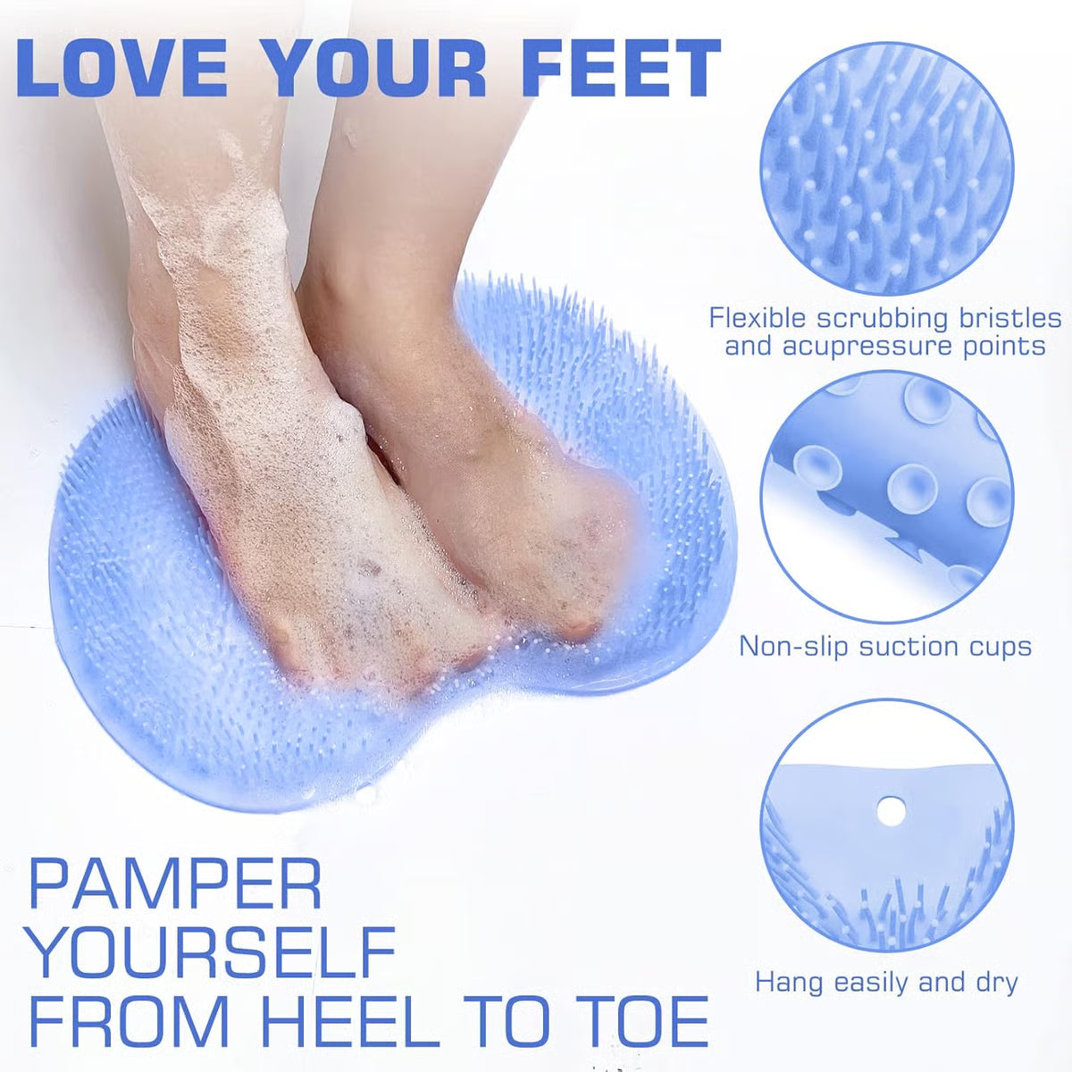 Shower Foot Scrubber Mat with Non-Slip Suction Cups