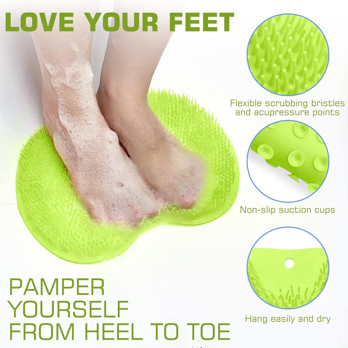 Shower Foot Scrubber Mat with Non-Slip Suction Cups