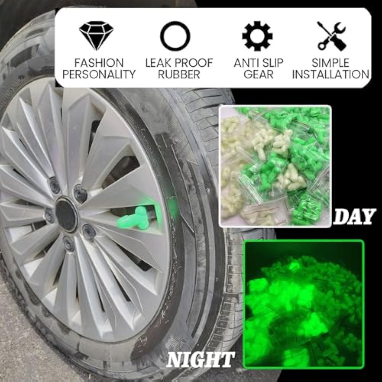 ❤️Highly recommended💥Funny Glow in The Dark Prank Valve Stem Caps Prank