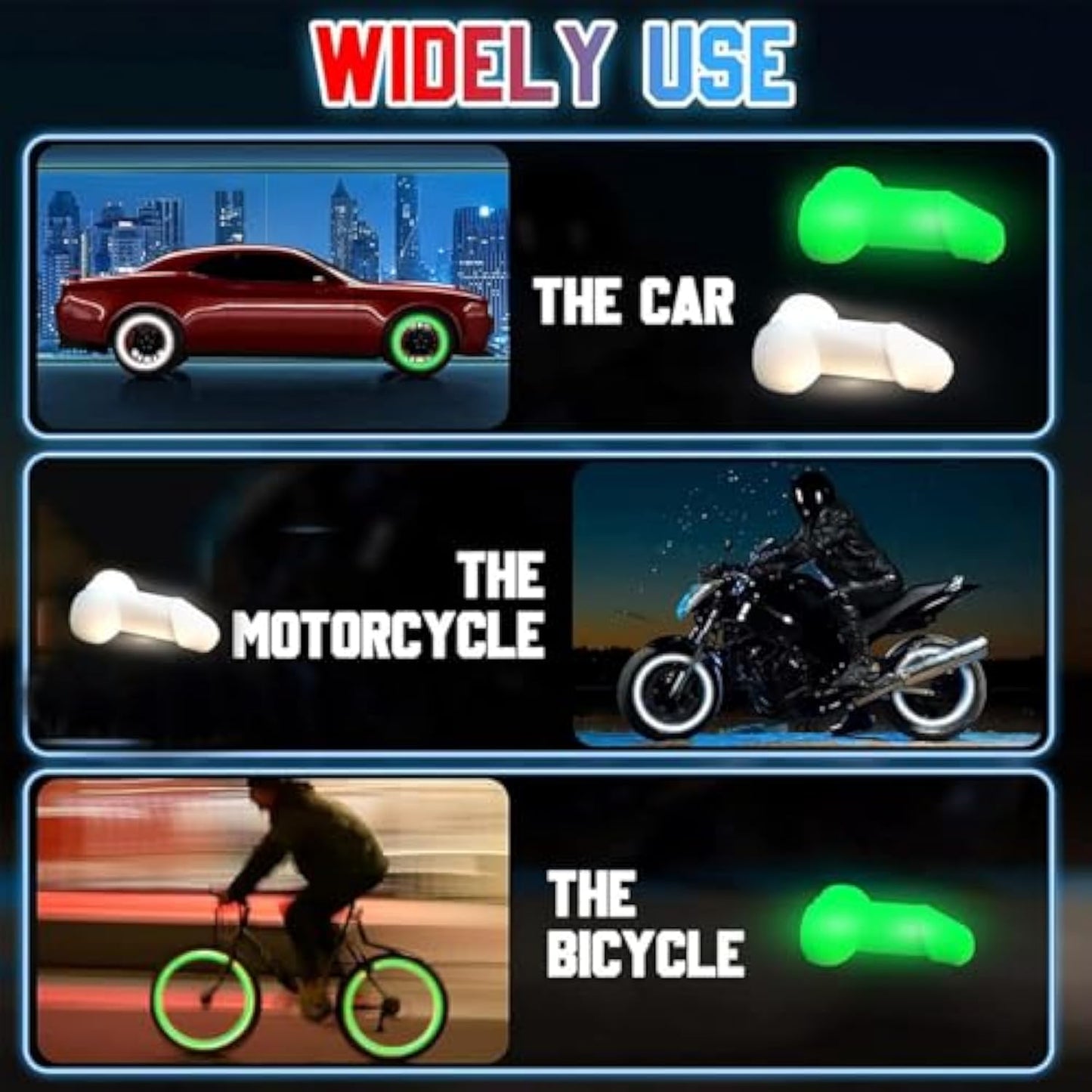 ❤️Highly recommended💥Funny Glow in The Dark Prank Valve Stem Caps Prank
